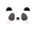 Cute sleeping panda bear emoji face poster isolated on white background. Royalty Free Stock Photo