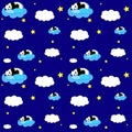 Cute sleeping panda. Panda sleeps on a cloud. Seamless pattern for kids