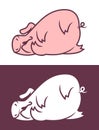 Cute sleeping pig character Royalty Free Stock Photo