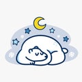 Cute Sleeping Polar Bear At Winter Night Illustration Royalty Free Stock Photo