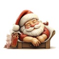 cute sleeping Santa Claus, cartoon 2 Royalty Free Stock Photo