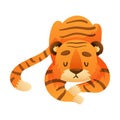 Cute sleeping tiger. Wild jungle predator animal cartoon vector illustration Royalty Free Stock Photo