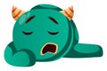 Cute sleepy green monster vector illustration