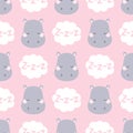 Cute sleepy hippo pattern Royalty Free Stock Photo