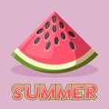 Cute slice watermelon, fruit image. Summer time