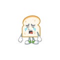 Cute slice white bread with crying mascot Royalty Free Stock Photo