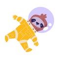 Cute Sloth Animal Astronaut Character in Space Suit Vector Illustration