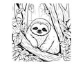 Cute Sloth In Forest Coloring Page For Kids Royalty Free Stock Photo