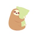 Cute sloth hugging pillow