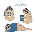 Cute sloth illustration. Lazy Days