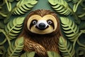 cute sloth paper art AI generated Royalty Free Stock Photo