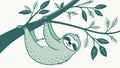 Cute Sloth Relaxing on a Tree Branch Vector Design Generative AI Royalty Free Stock Photo