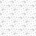 Cute Sloth Seamless Pattern, Cartoon Hand Drawn Animal Doodles Vector Illustration Background Royalty Free Stock Photo