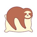 Cute sloth sleeping on a pillow. Flat design for poster or t-shirt. Vector illustration