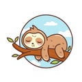 Cute sloth sleeping in the tree branch