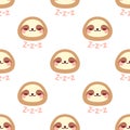 Cute sloth sleepy face pattern Royalty Free Stock Photo