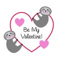 Cute sloths with valentine heart