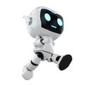 Cute and small artificial intelligence personal assistant robot walk isolated Royalty Free Stock Photo