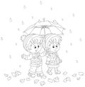 Little boy and girl under their umbrella Royalty Free Stock Photo