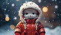 A cute small creature in its snowsuit, Christmas magic