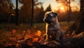 Cute small dog sitting on grass, enjoying autumn pure beauty generated by AI Royalty Free Stock Photo