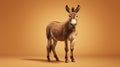A cute small donkey standing on a rustic brown background Royalty Free Stock Photo