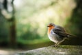 Cute small european robin bird Royalty Free Stock Photo