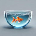 Cute small fish in a round water bowl , small indoor fish tank , aquariums Royalty Free Stock Photo