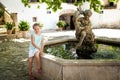 Cute small girl in Alfabia gardens