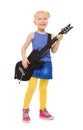 Cute small girl playing on electro guitar Royalty Free Stock Photo