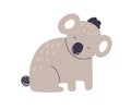 Cute small koala. Funny tropical jungle bear. Adorable baby animal in Scandinavian style. Scandi character for t-shirt