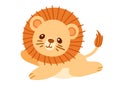 Cute small lion cartoon animal design vector illustration isolated on white background Royalty Free Stock Photo