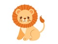 Cute small lion cartoon animal design vector illustration isolated on white background Royalty Free Stock Photo