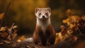 A cute small mammal, a ferret, sitting in the grass generated by AI