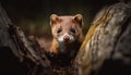 Cute small mammal, furry and fluffy, sitting on a branch generated by AI