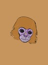 Cute Small Monkey with Orange fur cartoon digital drawing