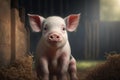Cute small piglet on farm, Generative AI