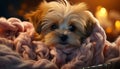 Cute small puppy sitting outdoors, looking at camera with fluffy fur generated by AI Royalty Free Stock Photo