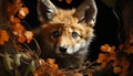 Cute small puppy sitting outdoors, looking at camera with fluffy fur generated by AI Royalty Free Stock Photo