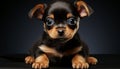 Cute small puppy sitting, staring, playful, looking at camera generated by AI Royalty Free Stock Photo