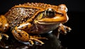 A cute, small toad sitting on a wet leaf generated by AI Royalty Free Stock Photo