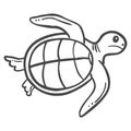 Cute small turtle animal in sea hand drawn sketch doodle illustration