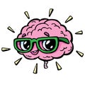 Cute smart brain with glasses Royalty Free Stock Photo