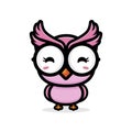 Cute and smart cute pink owl animal cartoon character