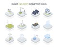 Cute Smart factory eco energy saving icon set