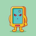 Cute smartphone mascot with angry gesture isolated cartoon vector illustration
