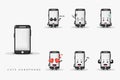 Cute smartphone mascot design set