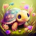 Cute smile Baby turtle pastel color Background