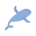 Cute smile blue whale is swimming. Vector Royalty Free Stock Photo