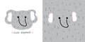 Cute smile elephant face soft hair hand drawn.Wild head animal character cartoon design Royalty Free Stock Photo